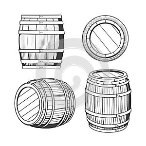 Vintage oak barrel set