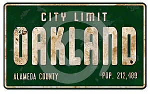 Vintage Oakland California City Limit Welcome Street Sign