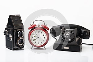 Vintage objects on white background