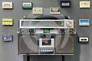 Vintage and old audio cassette tape and player