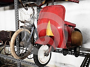 Vintage old bike and moped for kid