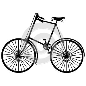 Vintage old bike Silhouette isolated on white background