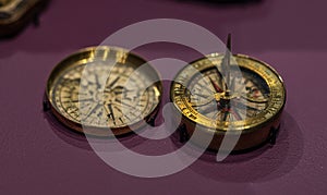 Vintage old bronze pocket compass..