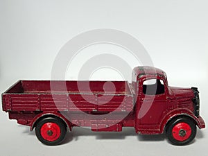 Vintage old burgundy color Austin pickup truck metal car toy