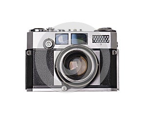 vintage old film camera on white background