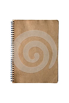 Vintage old notepad brown cover isolate on white background