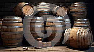 Vintage old oak drink cask barrel storage cellar keg wine wood alcohol winery