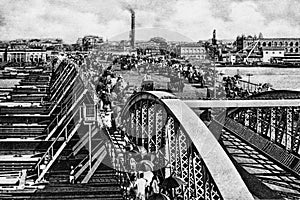 Vintage old photo of Howrah Bridge old name Pontoon Bridge