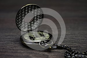 Vintage Old Pocket watch close up shot