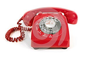 Vintage Old Red Rotary Dial Telephone