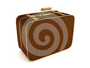 Antiguo viejo marrón maleta en blanco 