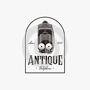 Vintage old retro classic antique wall telephone logo design vector