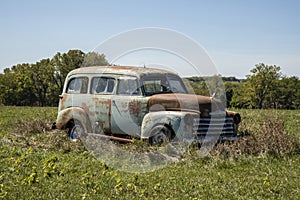 Vintage old rusty pannel truck