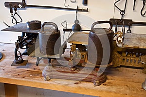 Vintage old scale with weights