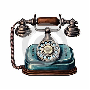 Vintage Old School Telephone Vector Illustration In Esao Andrews Style photo