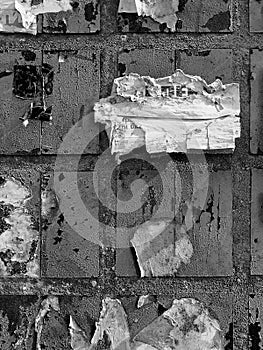 Vintage Old Scratched advertising Grunge walls billboard torn poster paper, urban texture Abstract Frame Background Creased Crumpl