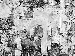 Vintage Old Scratched advertising Grunge walls billboard torn poster paper, urban texture Abstract Frame Background Creased Crumpl