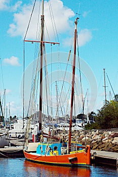 Historical vintage old style sailing boat