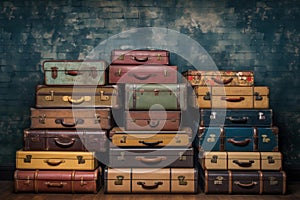 Vintage Old suitcases. Generate Ai