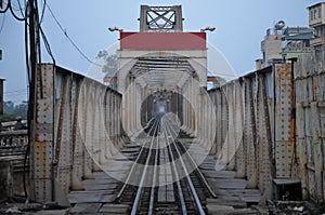 Vintage old train track in Hanoi Vietnam