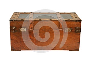 Vintage old trunk isolated on a white background