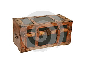 Vintage old trunk isolated on a white background