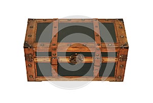 Vintage old trunk isolated on a white background