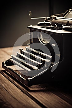 Vintage old typewriter, selective focus