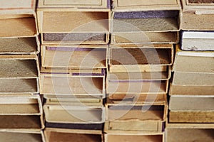 Vintage old used matchboxes stacked
