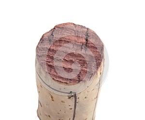 Vintage old wine cork isolated on the white