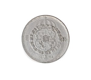 Vintage One krona coin made by Sweden 1944