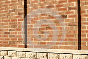 Vintage orange and brown brick wall texture with 1/3 offset pattern