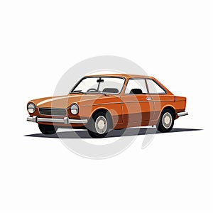 Vintage Orange Car Vector - Frank Quitely Style - 1970s Ford Madox Brown