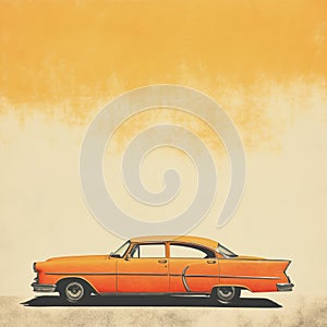 Vintage Orange Classic Car: A Minimalist American Iconography