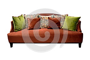 Vintage orange sofa isolated