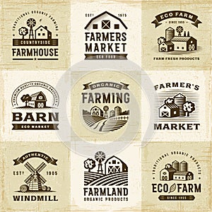 Vintage Organic Farming Labels Set