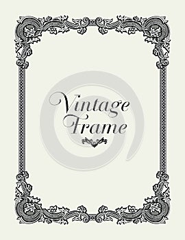 Vintage Ornament Border. Decorative Floral Frame Vector.