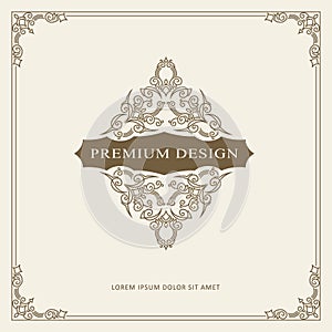 Vintage Ornament Greeting Card Vector Template. Retro Luxury Invitation, Royal Certificate. Flourishes frame. Vector Background