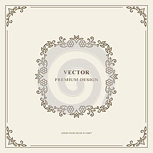 Vintage Ornament Greeting Card Vector Template. Retro Luxury Invitation, Royal Certificate. Flourishes frame. Vector Background