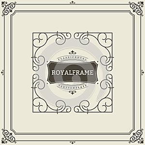 Vintage Ornament Greeting Card Vector Template. Retro Luxury Invitation, Royal Certificate. Flourishes frame. Vintage