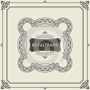Vintage Ornament Greeting Card Vector Template. Retro Luxury Invitation, Royal Certificate. Flourishes frame. Vintage