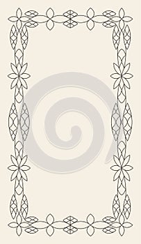 Vintage Ornament Greeting Card Vector Template. Retro Luxury Invitation, Royal Certificate. Flourishes frame. Vintage