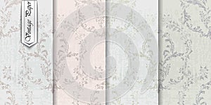 Vintage ornament set collection Vector. Royal victorian backgrounds. Trendy color fabric textures