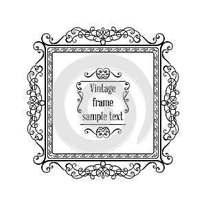 Vintage ornamental greeting card vector template with frame