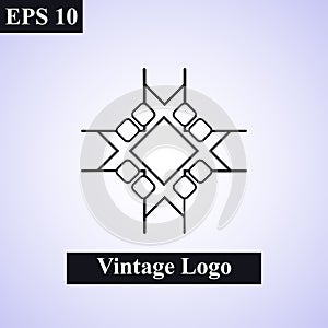 Vintage ornamental islamic  emblem. Floral design element. Art deco geometric symbol. Line insignia, logotype