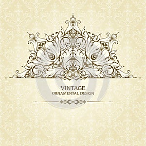 Vintage ornamental template with pattern and decorative frame