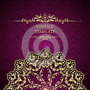 Vintage ornamental template with pattern and decorative frame.
