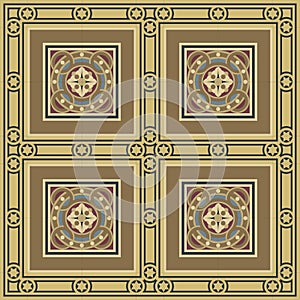 Vintage ornamental tile set square with border