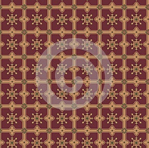 vintage ornamental tile vector design. tile geometric seamless pattern red color