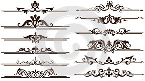 Vintage ornaments corners, borders design